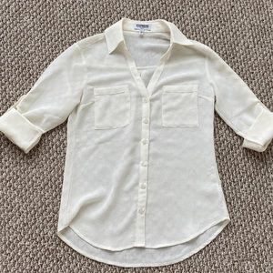 Express White Button Up Blouse